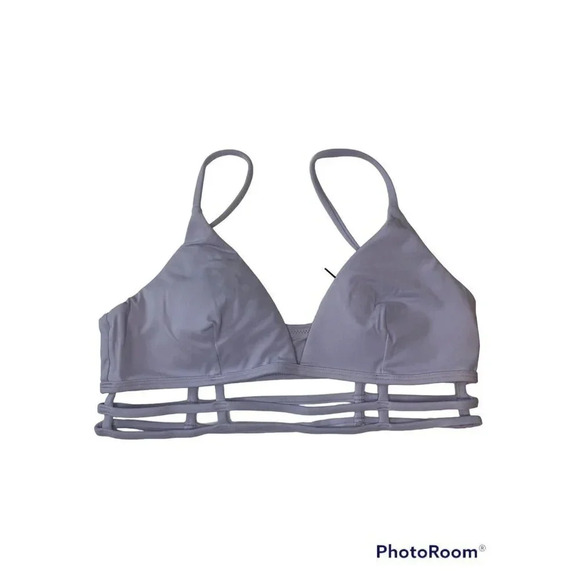 JONATHAN SIMKHAI Eunice Strappy Plunge Neck Bikini Top in Lupine Lavender Medium - Picture 5 of 7